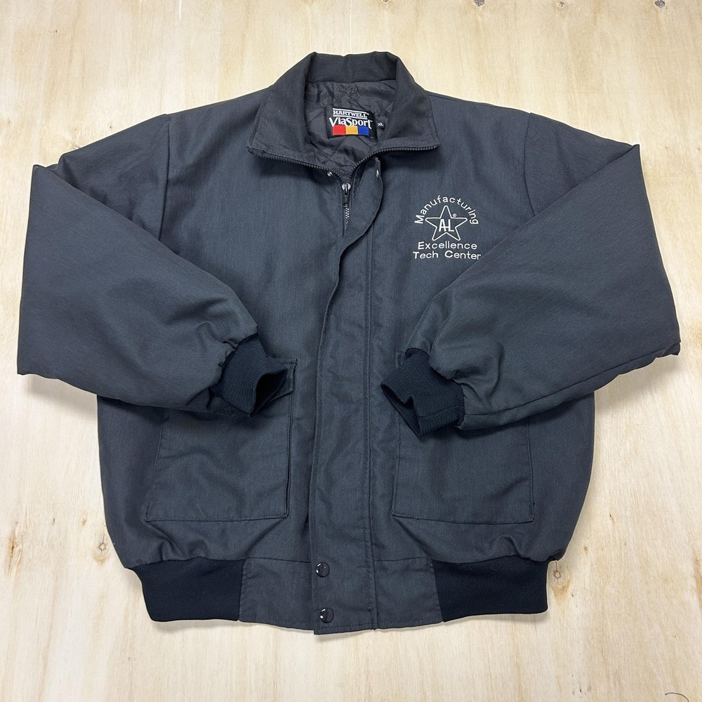 Hartwell Jacket Mens XL Gray Microfiber Bomber Full Zip Lined Workwear Pockets